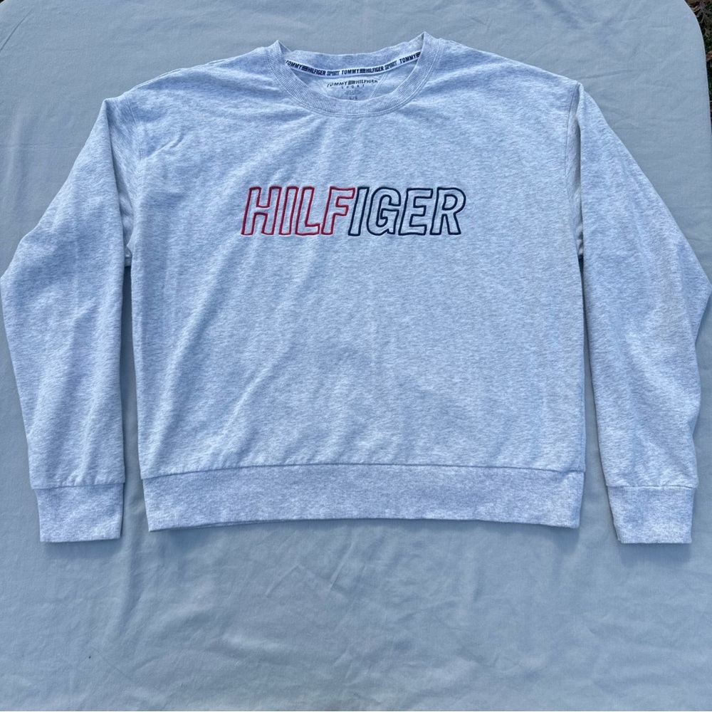 Tommy Hilfiger Sport Grey Boxy Crewneck Sweatshirt Women's Size L